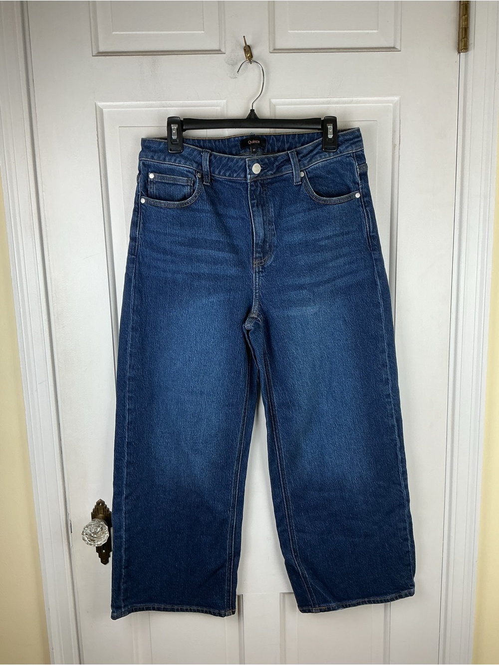 Quince Bella Stretch Relaxed Straight Jeans in Stormy Blue Size 31